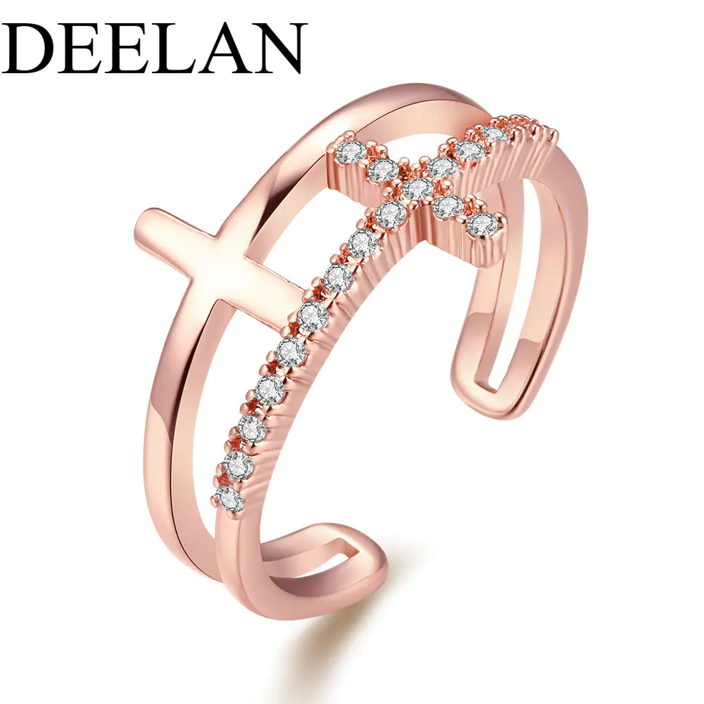 Minimalist Open Joint Cross Ring for Women Jewelry