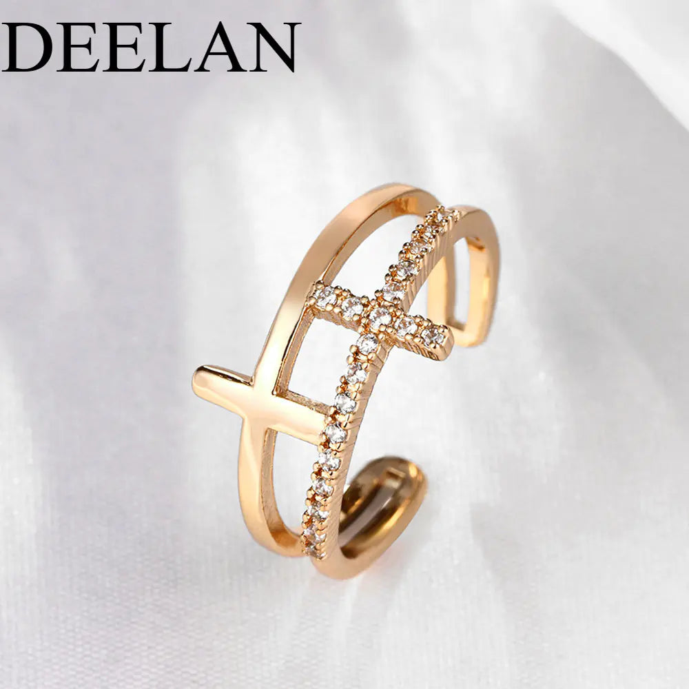 Minimalist Open Joint Cross Ring for Women Jewelry